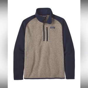 Patagonia Men's Zip Pullover in Navy & Tan Heather size small